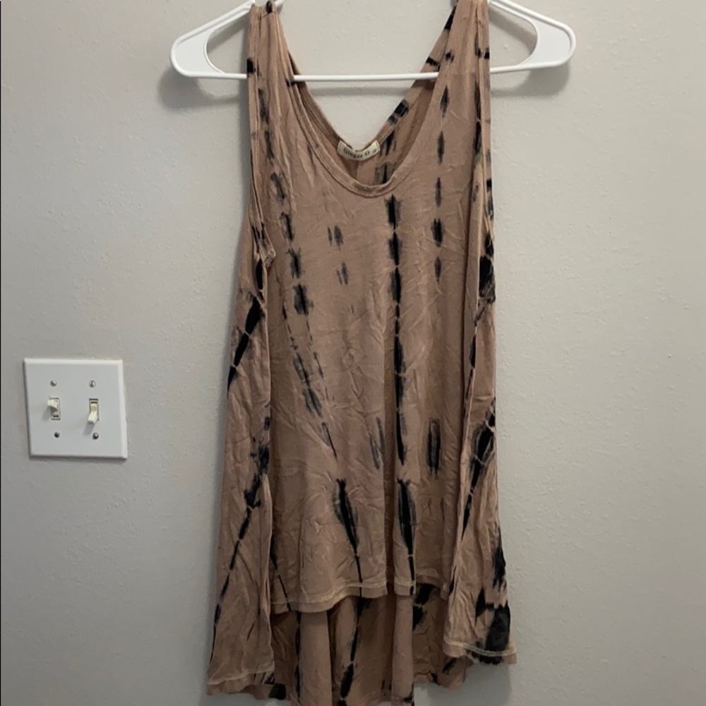 Tan and black tie dye tank top